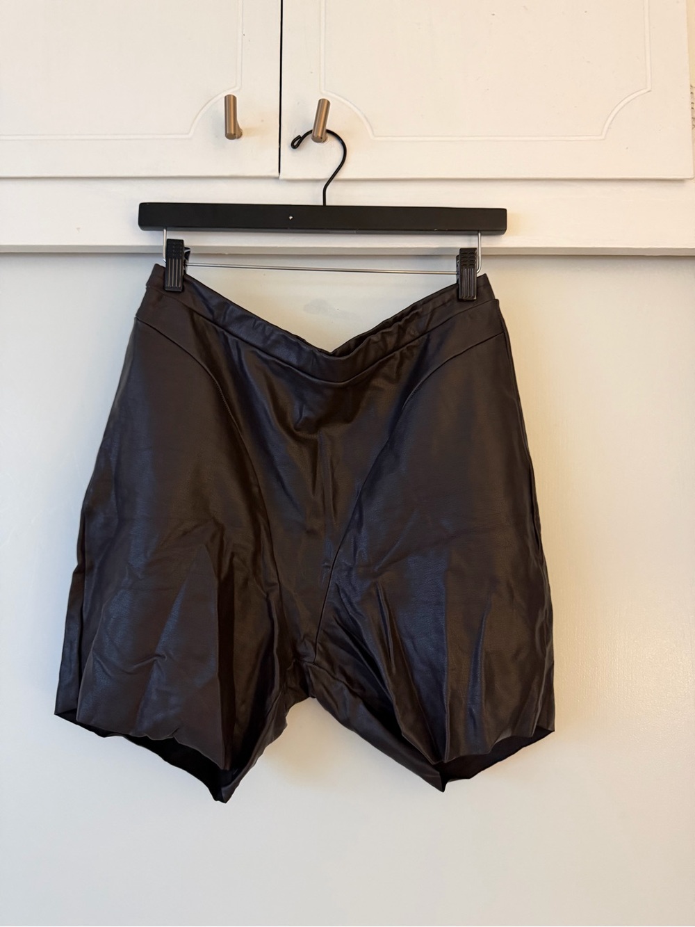 SKIMS dark chocolate Faux-Leather Shorts